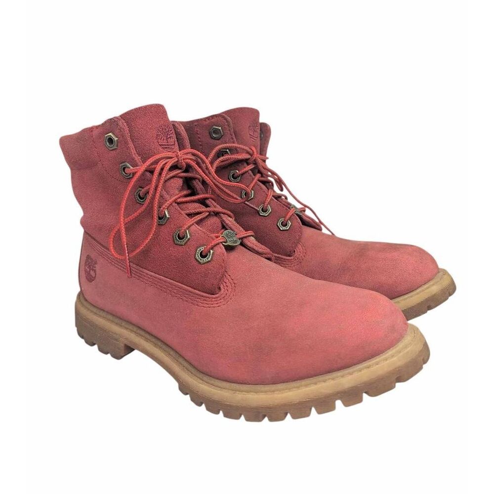 Timberland Earthkeepers Red leather waterproof lace up ankle boots womens 7.5
